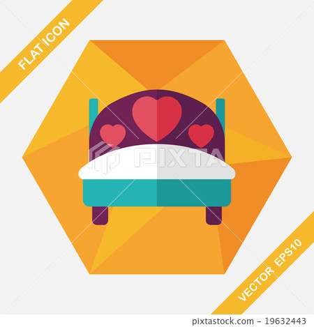wedding couple bed flat icon with long shadow,eps10 wedding couple bed flat icon with long shadow,eps10 19632443