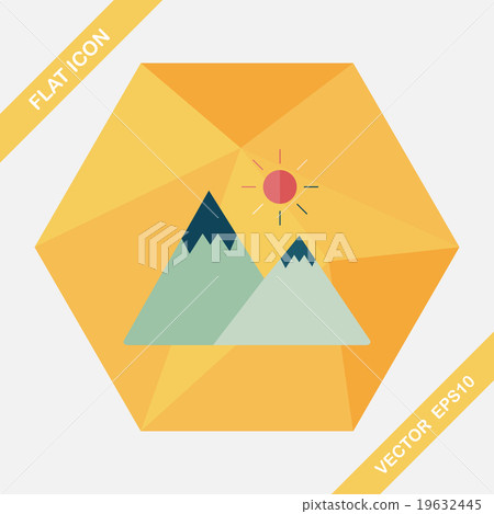 Mountain tourist flat icon with long shadow 19632445