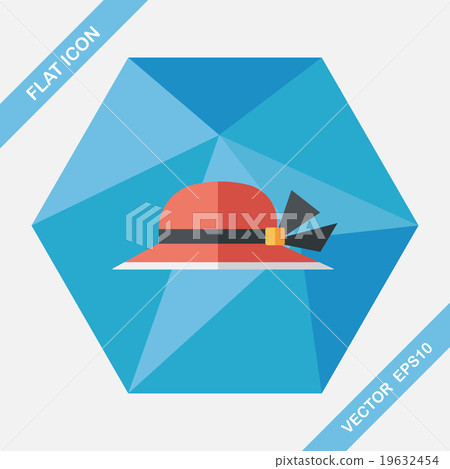 Women hat flat icon with long shadow 19632454