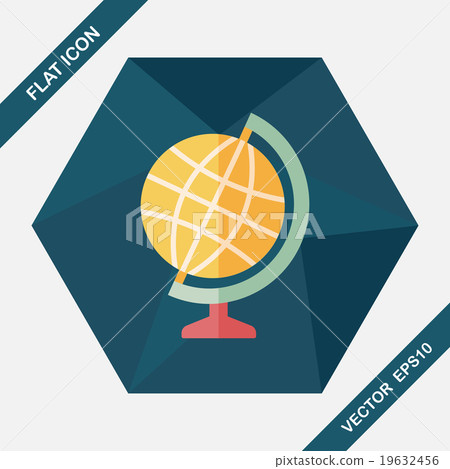 globe flat icon with long shadow,eps10 19632456