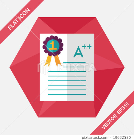 A plus grade in the notebook,flat icon with long shadow,eps10 19632580