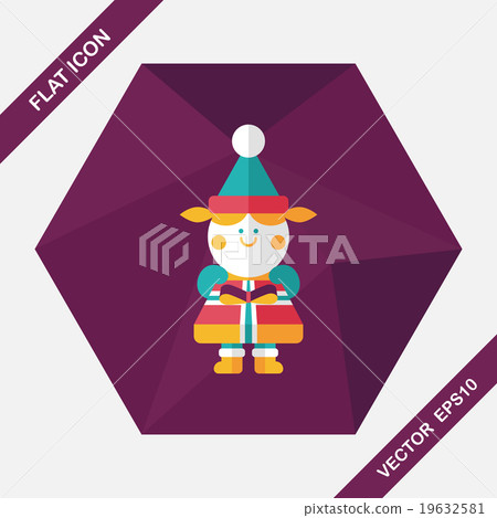 Christmas girl flat icon with long shadow,eps10 19632581