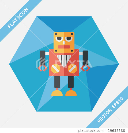 robot flat icon with long shadow,eps10 19632588
