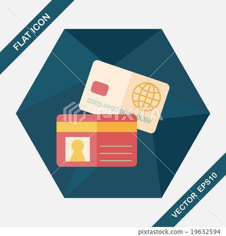 credit card flat icon with long shadow,eps10 19632594