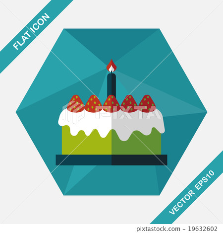 birthday cake flat icon with long shadow,eps10 birthday cake flat icon with long shadow,eps10 19632602