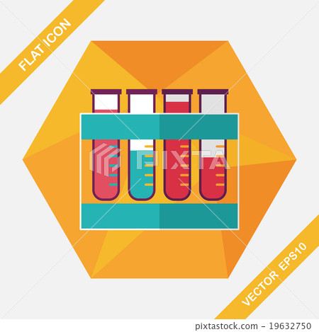 test tube flat icon with long shadow 19632750