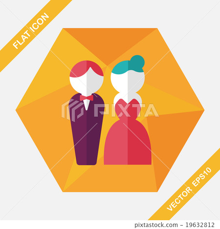 wedding couple flat icon with long shadow,eps10 - Stock Illustration ...