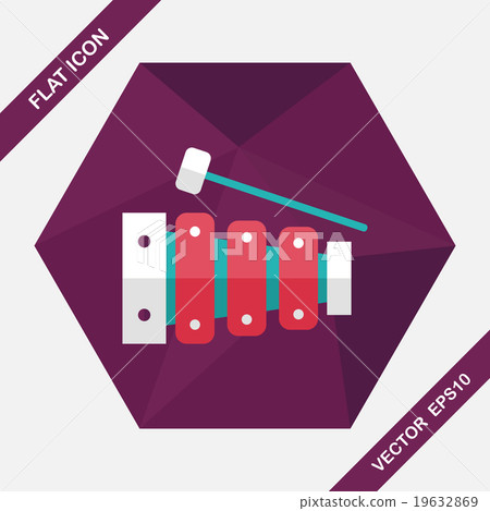 Xylophone flat icon with long shadow,eps10 Xylophone flat icon with long shadow,eps10 19632869