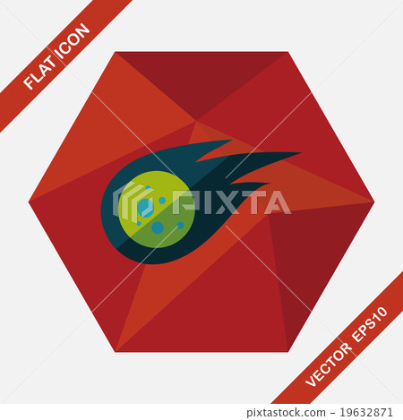 Space Meteorite flat icon with long shadow,eps10 19632871