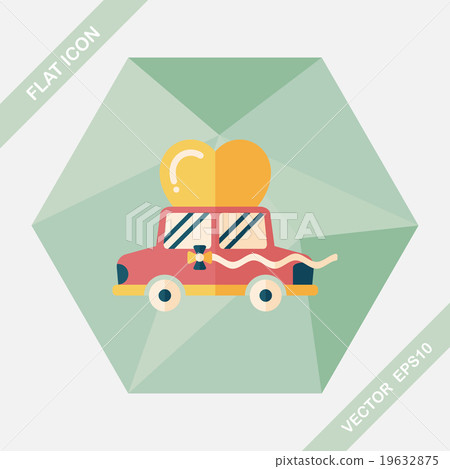 wedding car flat icon with long shadow, eps10 wedding car flat icon with long shadow, eps10 19632875