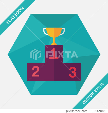trophy cup flat icon with long shadow,eps10 19632883