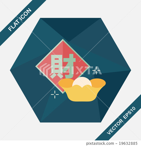 Chinese New Year flat icon with long shadow,eps10, Chinese festi Chinese New Year flat icon with long shadow,eps10, Chinese festi 19632885