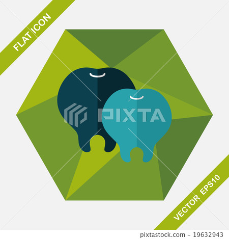 Tooth flat icon with long shadow - Stock Illustration [19632943] - PIXTA