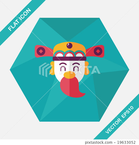 Chinese New Year flat icon with long shadow,eps10, God of wealth Chinese New Year flat icon with long shadow,eps10, God of wealth 19633052