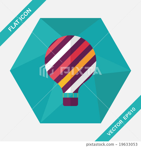 Hot Air Balloon flat icon with long shadow Hot Air Balloon flat icon with long shadow 19633053