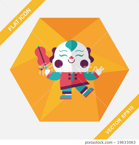 Chinese New Year flat icon with long shadow,eps10, Maitreya doll 19633063