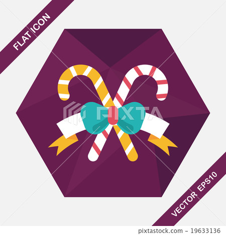 Christmas candy cane flat icon with long... - Stock Illustration ...