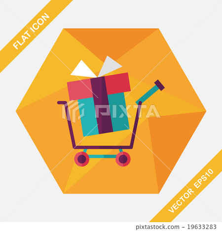 shopping cart flat icon with long shadow - Stock Illustration [19633283 ...