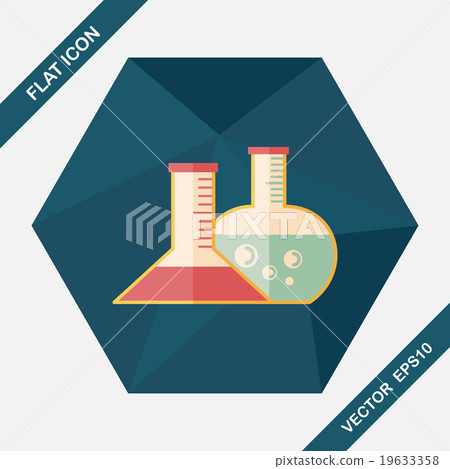 test tube flat icon with long shadow - Stock Illustration [19633358 ...