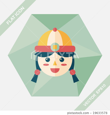 Chinese New Year girl flat icon with long shadow,eps10 Chinese New Year girl flat icon with long shadow,eps10 19633578