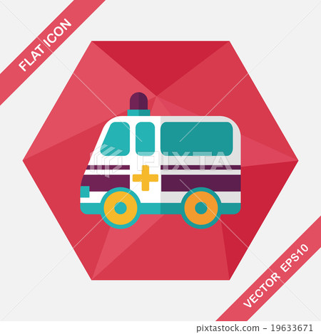 ambulance car flat icon with long shadow,eps10 ambulance car flat icon with long shadow,eps10 19633671