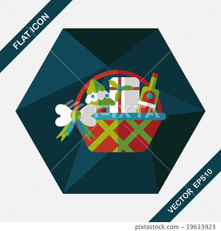 Christmas gift baskets flat icon with long shadow, eps10 19633923
