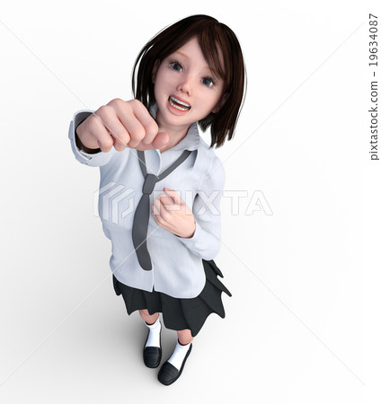 猛擊頂上的觀察的女學生佩帶3DCG例證材料 猛擊頂上的觀察的女學生佩帶3DCG例證材料 19634087