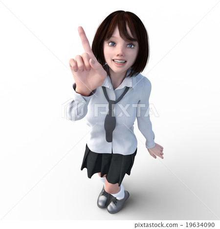女大學生一點俯視燙髮3DCG例證材料 女大學生一點俯視燙髮3DCG例證材料 19634090