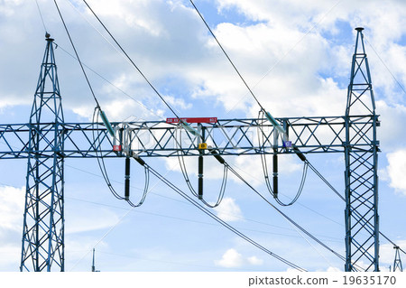 Electric post power-plant transformer station. Electric post power-plant transformer station. 19635170