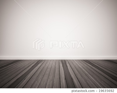 Dark wood floor with white wall 19635692