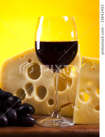 Wine and Cheese still life, saturated ambient  19642493