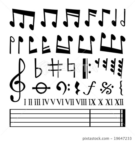 Music note black silhouette vector icons Music note black silhouette vector icons 19647233