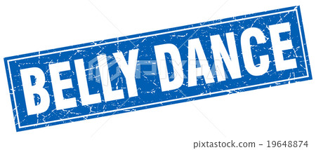 belly dance blue square grunge stamp on white - Stock Illustration