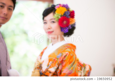 Bride's kimono by "Wasou" for background material Bride's kimono by "Wasou" for background material 19650952