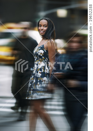 Beautiful african american woman walking  19652288