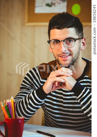 Man asleep at his desk Man asleep at his desk 19658245