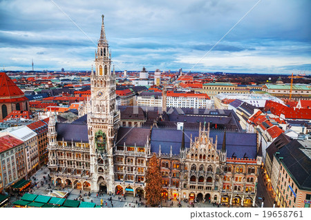 Aerial view of Marienplatz in Munich 19658761