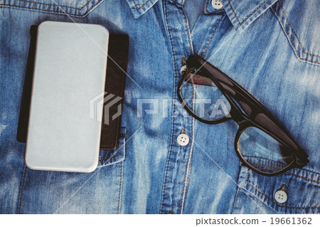 Close up view of hipster man stuff 19661362