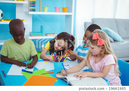 Happy kids enjoying arts and crafts together Happy kids enjoying arts and crafts together 19661985
