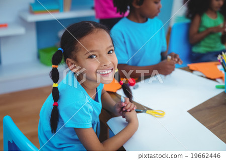 Happy kids enjoying arts and crafts painting 19662446