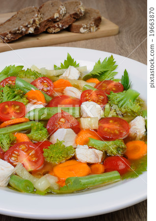 Vegetable soup with chicken Vegetable soup with chicken 19663870
