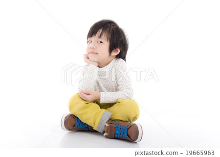 asian child sitting on white background isolated asian child sitting on white background isolated 19665963