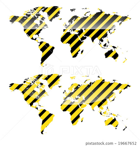vector World map of yellow and black stripes vector World map of yellow and black stripes 19667652