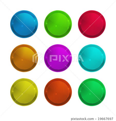Set of empty vector glossy round colored label Set of empty vector glossy round colored label 19667697
