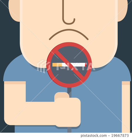 Man hold sign of no smoking 19667873