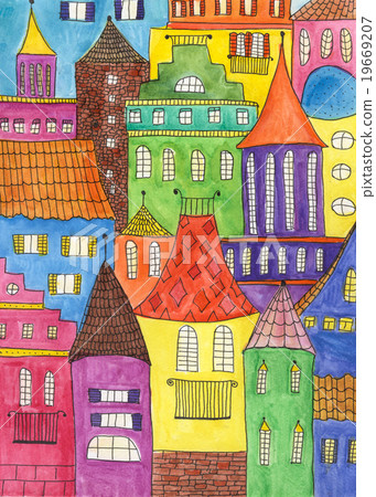 Fairytale town drawing 19669207