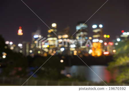 Blurred Sydney City Skyline at Night Blurred Sydney City Skyline at Night 19670392