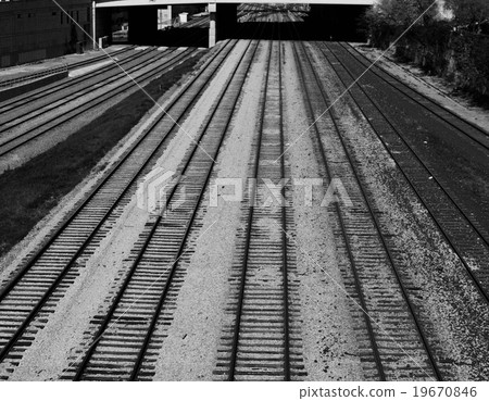 Black and white photo of the several railroad ways Black and white photo of the several railroad ways 19670846