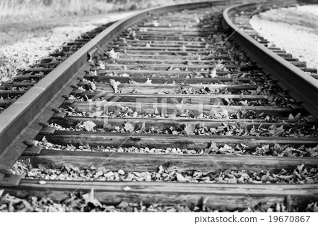 Beautiful black and white image with the railroad Beautiful black and white image with the railroad 19670867