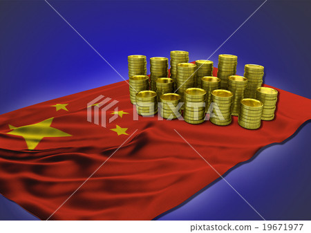 Chinese economy concept with national flag and Chinese economy concept with national flag and 19671977